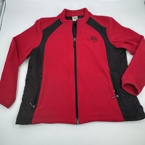 Harley Davidson Women's 2XL Red Black Full Zipper Fleece Motorcycle Jacket